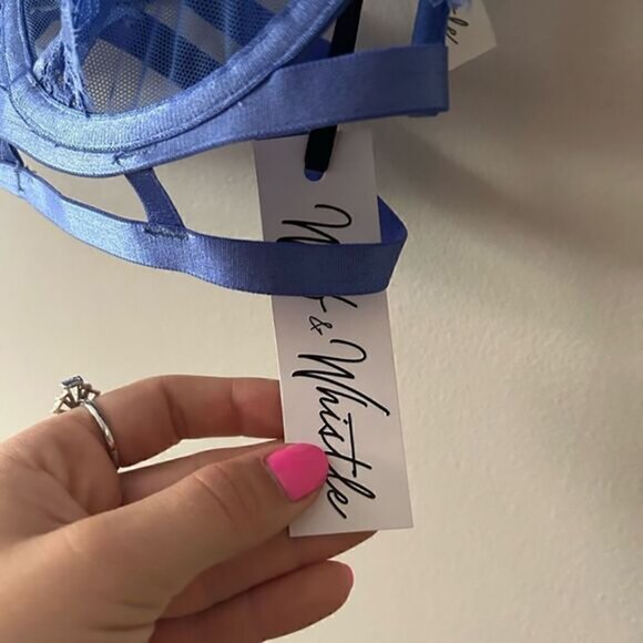 NWT WOLF WHISTLE Claire Blue Caged Lace Bra 32DDD - Picture 6 of 7